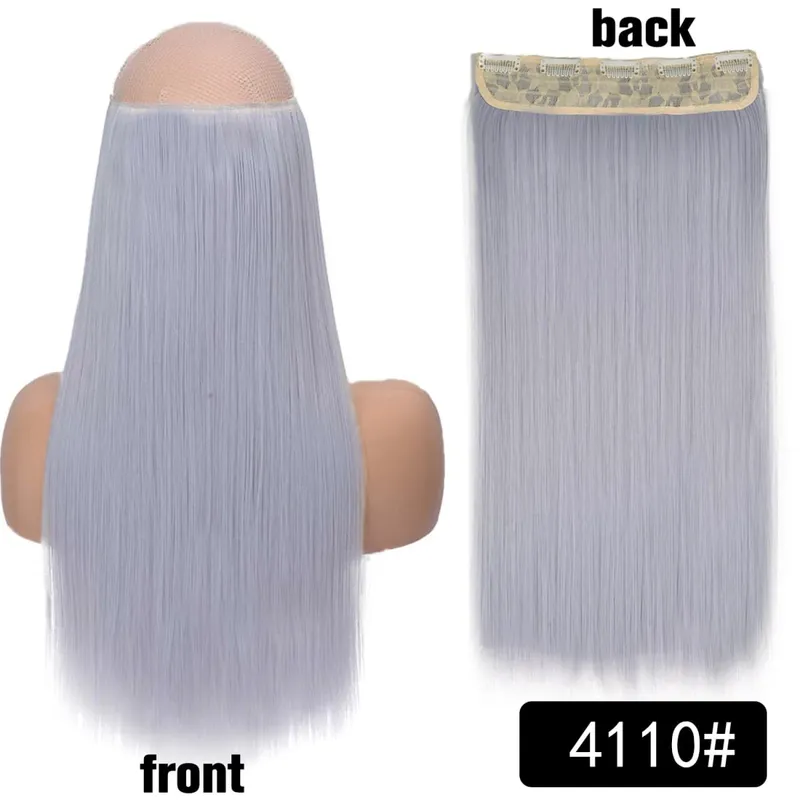 Longo reto encaracolado uma peça 5 clipes clip-in extensões 22 Polegada penteados resistentes ao calor cor mistura loira pedaço de cabelo para mulher