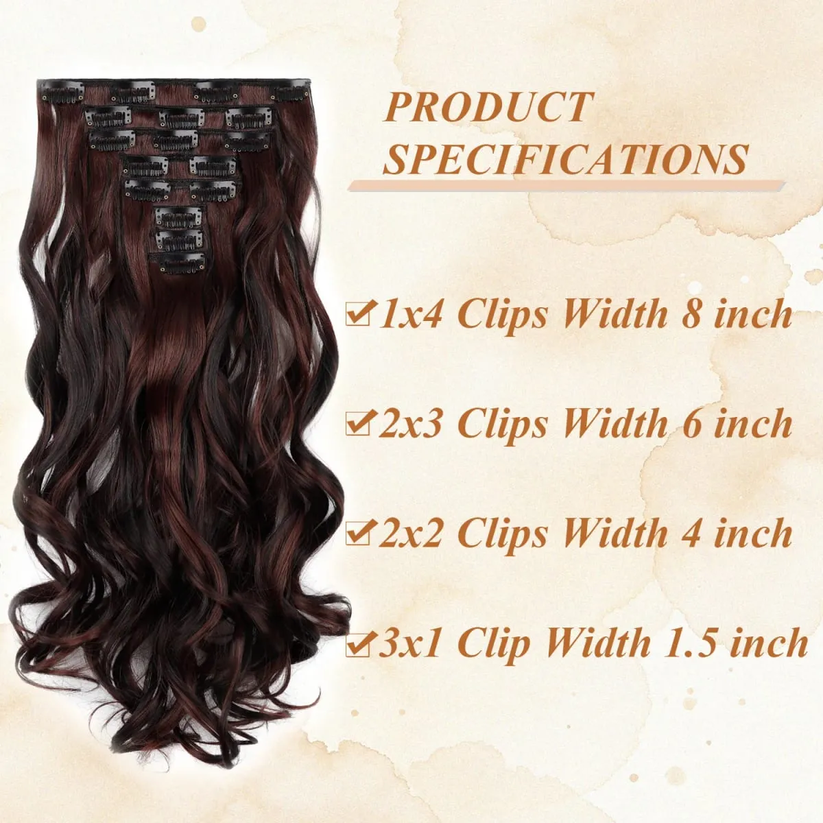 Clip In Hair Extension Curly 24 Inch 8 Pieces Hair Extensions for Women Daily Wear Work & Casual Styling Synthetic Hair Pieces