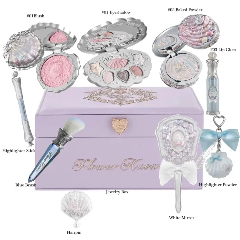 Bunga Tahu Shell Perhiasan All-In One Hadiah Set Makeup Set Profesional Penuh Eyeshadow Blush Panggang Bubuk 10 buah Flowerknows Kit