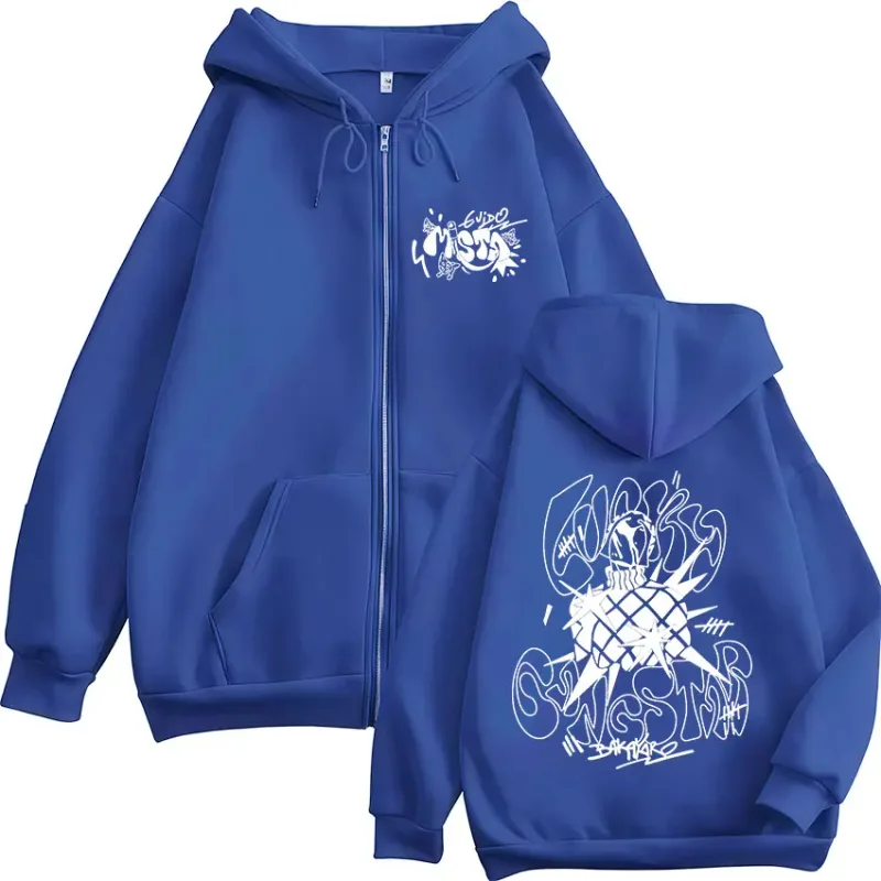 Anime Jojo Bizarre Adventure Guīdo Mista Zipper Hoodies Men's Women Zip Up Hooded Sweatshirts Fashion Jackets Coats Streetwear