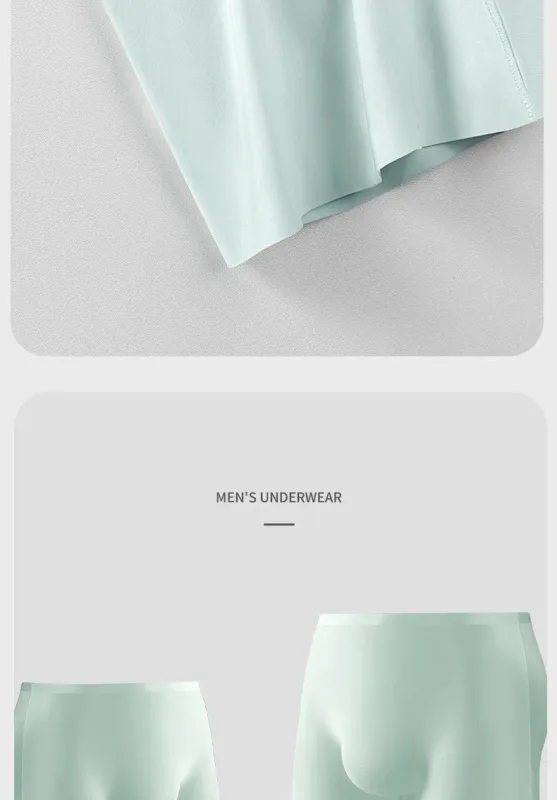 Mens Underwear Boxers Shorts Hombre Seamless Panties Man Solid Slim Ice Silk Pouch Long Leg Underpants L-6XL Cueca Calzoncillo