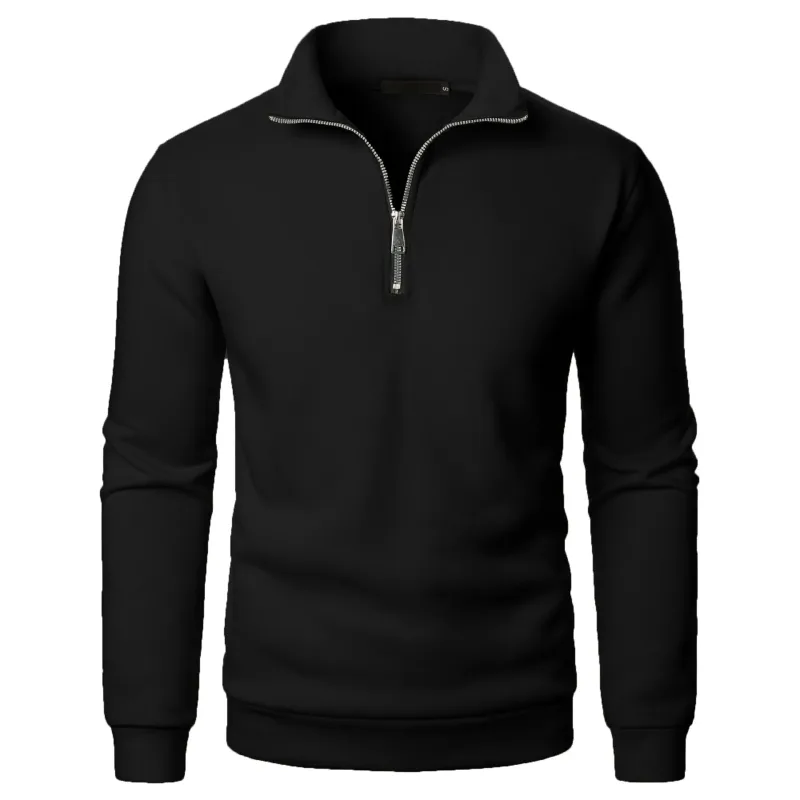 Men's Zip Turn Down Collar Sweatshirts Spring Male Solid Color Loose Pullover Coats BSD-ZW160