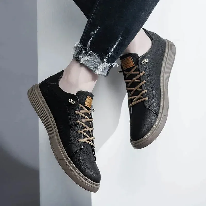 Brand Italian Genuine Leather Casual Shoes Men's Oxford Outdoor Black Jogging Shoes Men's Office Dress Shoes Big Size：36-47