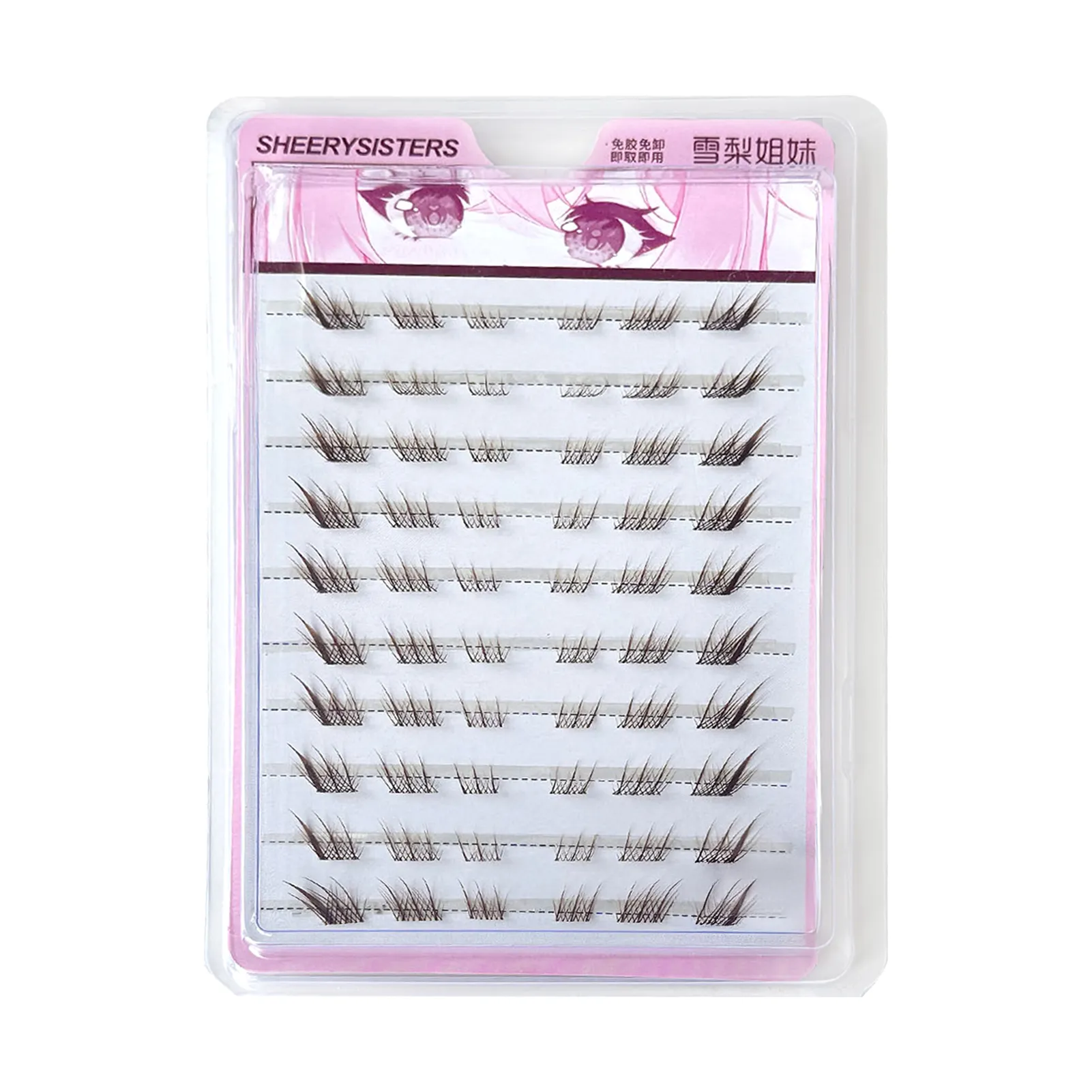 10rows Foxes Style Anime False Eyelashes Natural Curling 8-13mm Spiky Cluster Segmented Eyelash Extensions For Beauty Eye Makeup
