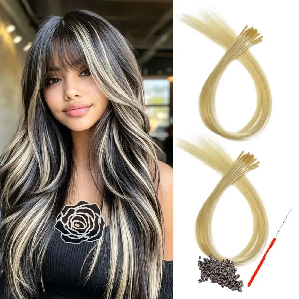 20roots 16inch I-tip Fusion colorful Synthetic Hair Extensions with crochet hook and ring Y2K style