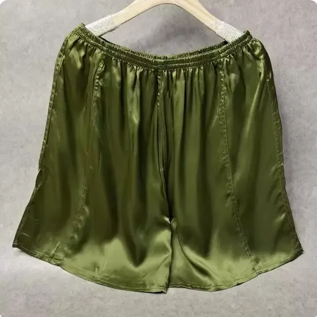100% Mulberry Silk Men Boxer Underwear Couple Rubber Band Thin Short Home Pants Promotion Woman Can Wear