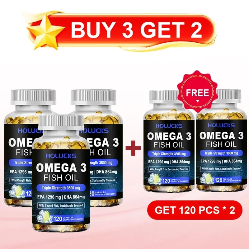 Omega-3 Fish Oil Capsules with EPA & DHA Supports Energy Skin Care Heart Joints Brain Nervous System Health & Antioxidant
