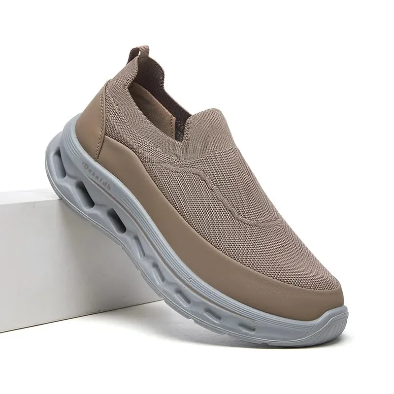 Desai Men's Wide Width Slip-on Knit Sock Sneakers Hollow-out Sole Breathable Lightweight Walking Shoes Daily Commute Outdoor