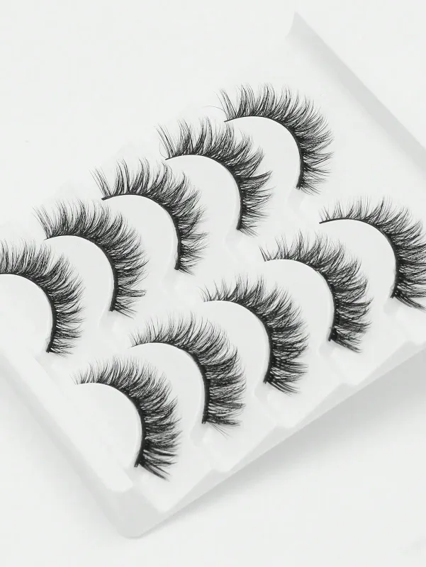 5 Ζεύγη βλεφαρίδων Cat Eye Faux Βλεφαρίδες Βιζόν Βλεφαρίδες με φτερωτό τέλος μακριές βλεφαρίδες Φυσικές μακριές βλεφαρίδες Manga Ψεύτικες βλεφαρίδες Μακιγιάζ
