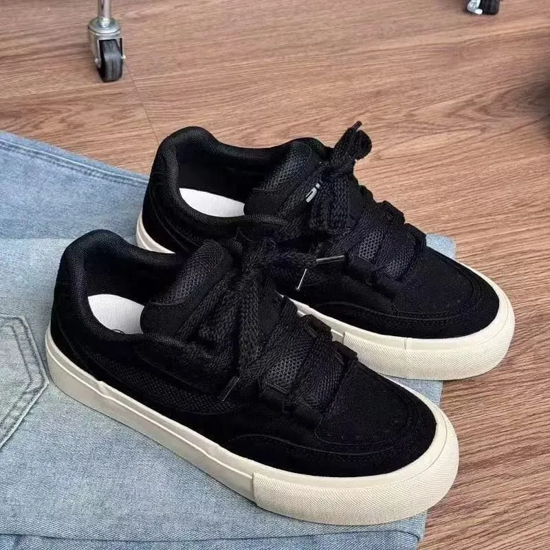 Men No Decor Canvas Shoes Pure Color Low Top Lace Up Casual Sneakers Resistant Flat Sole All Match Street Daily Shoes