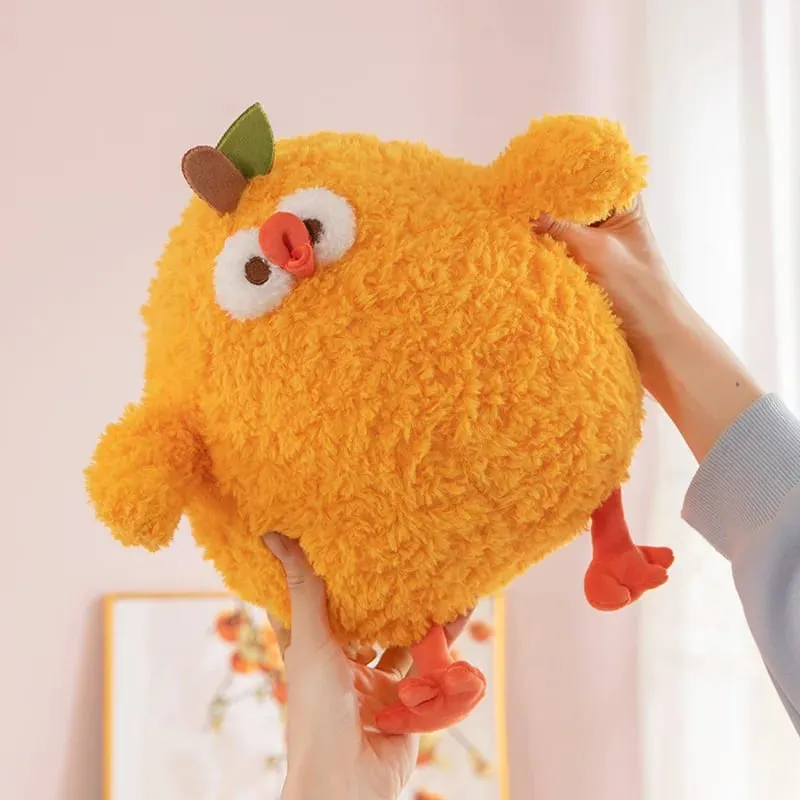New Fluffy Cartoon Orange Chick Plush Toy Cute Stuffed Animal Doll Chubby Throw Pillow Home Decor Soft Cushion For Adults Gift