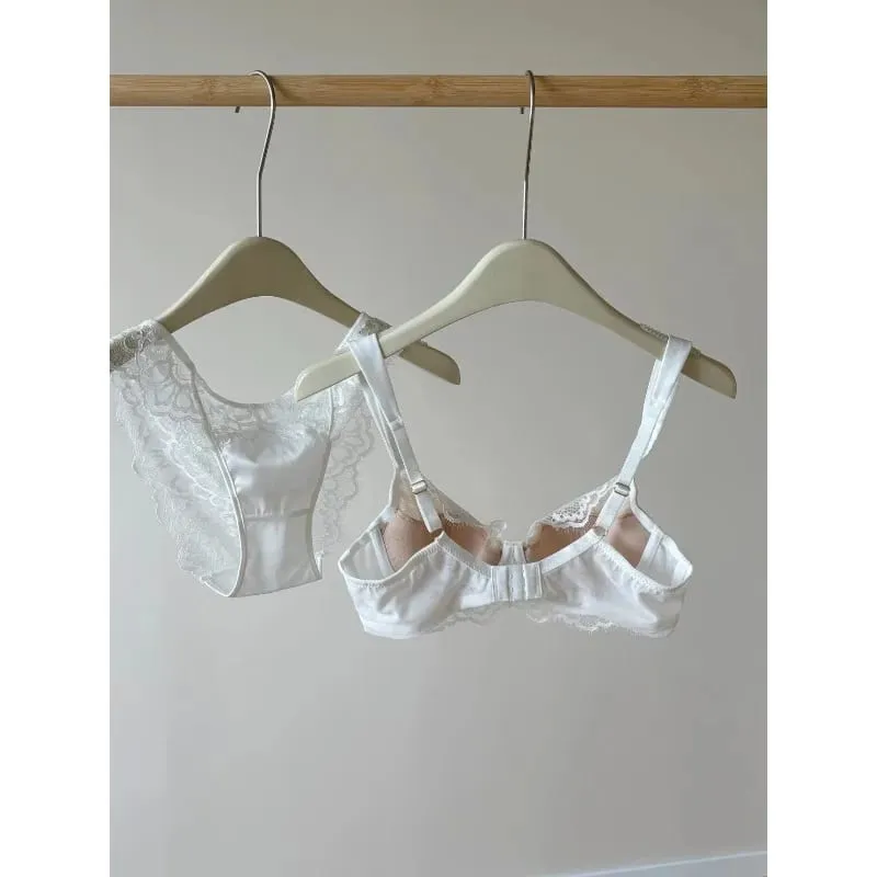 Sexy French Lace U-Back Minimizer Bra Set for Large Bust | Push Up Anti-Sagging Deep V Bralette | Summer Bestseller MOYISU Panty