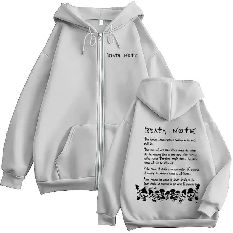 Anime Death Note Rem Ryuk Zipper Hoodies Men's Women Clothing Fashion Casual Long Sleeve Zip Up Hooded Sweatshirts Jacket Coat