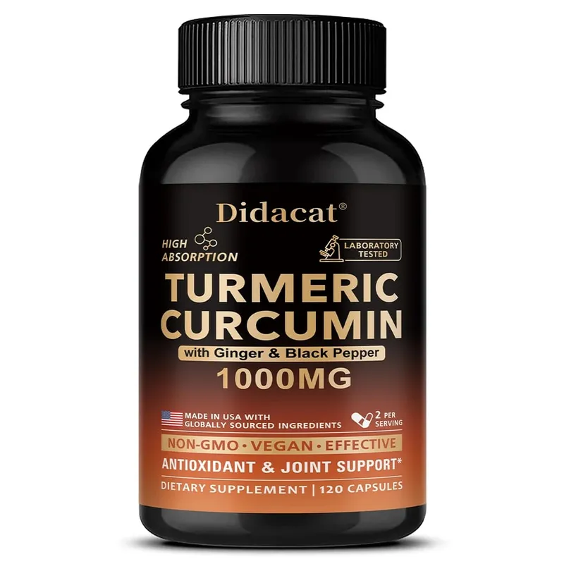 Turmeric Curcumin with Ginger & Black Pepper 1000mg High Absorption Antioxidant & Immune Support 30/60/120 Capsules