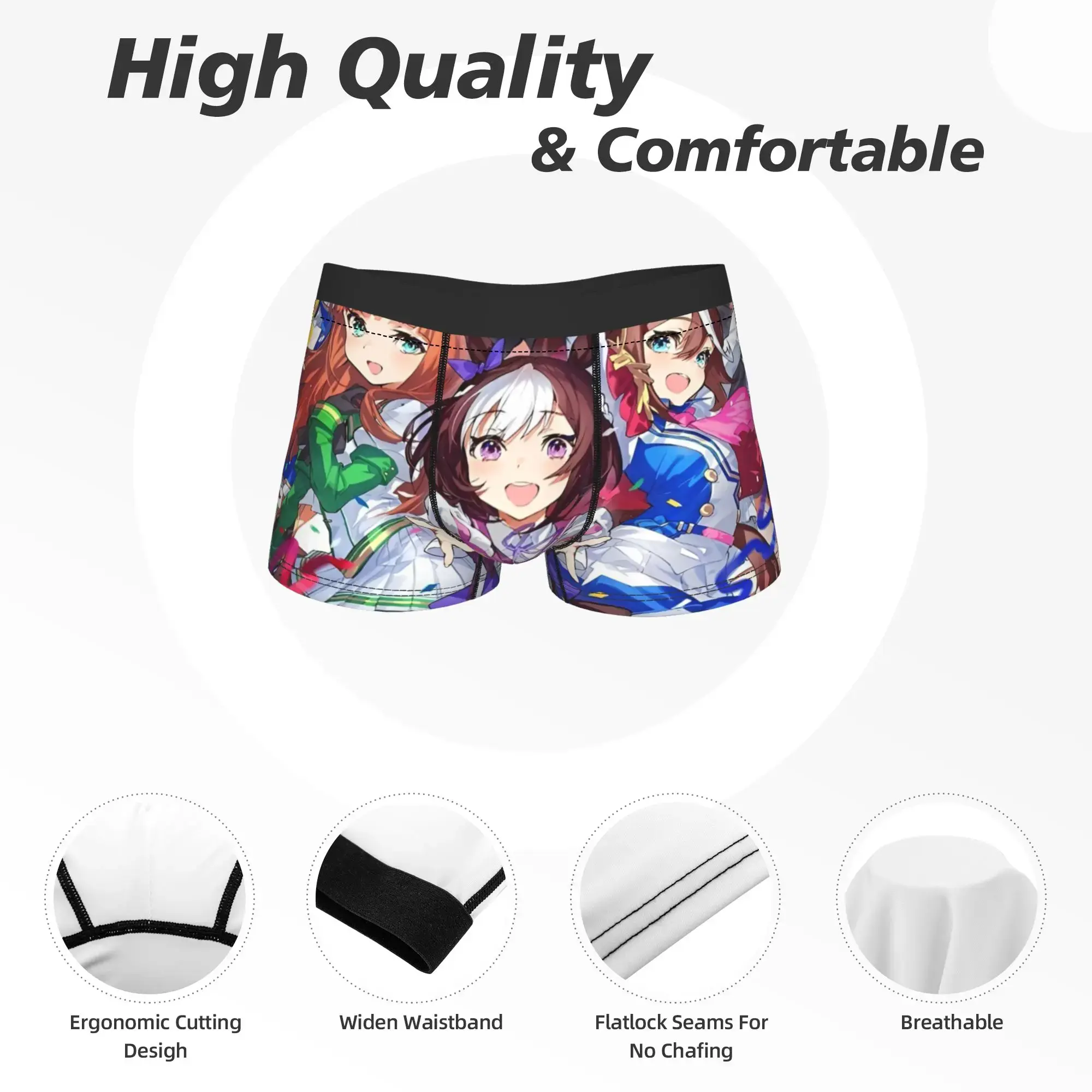 Nam Uma Musume Khá Derby Anime Quần Lót Hài Hước Quần Sịp Boxer Quần Short Quần Lót Nam Quần Lót Thoáng Khí Plus Kích Thước
