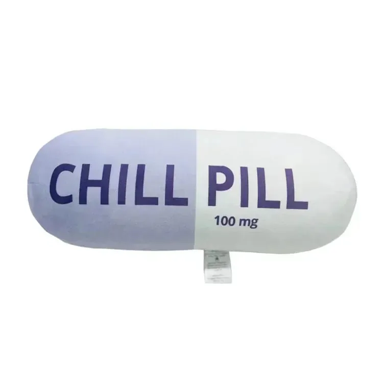 Funny Chill Pill Plush Pillow Cute Cartoon Stuffed Plushie Soft Sofa Cushion Hugging Doll Nap Sleep Pillow Birthday Gift