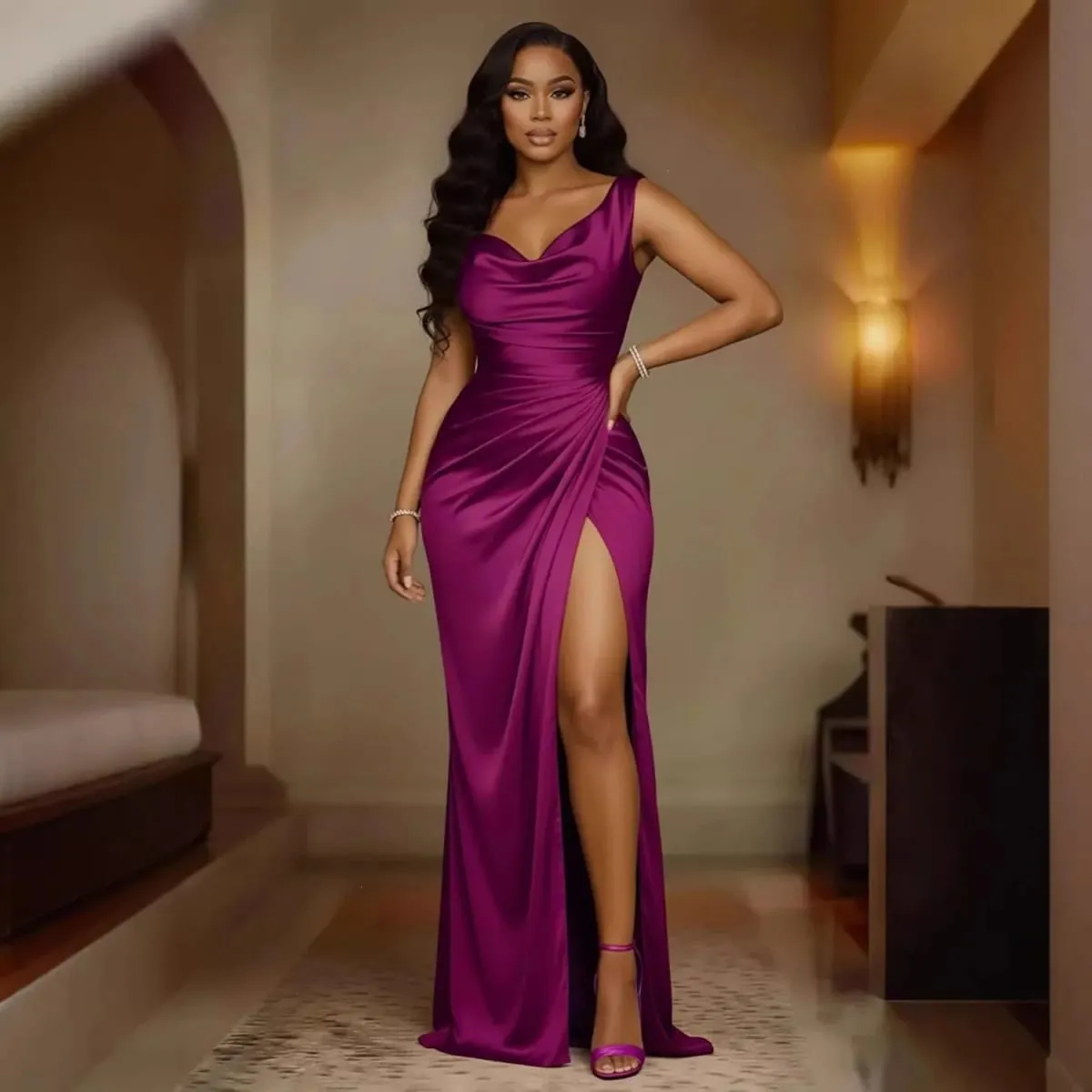 New slim-fit solid color summer skirt women's summer light luxury high-end atmospheric dress