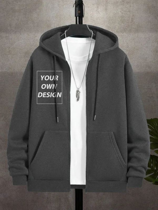 M-3XL Men Personalized Custom DIY Print Casual Fashion Zip-Up Hoodies Loose Youth Coat Basic Campus Sportswear Street Pocket Top