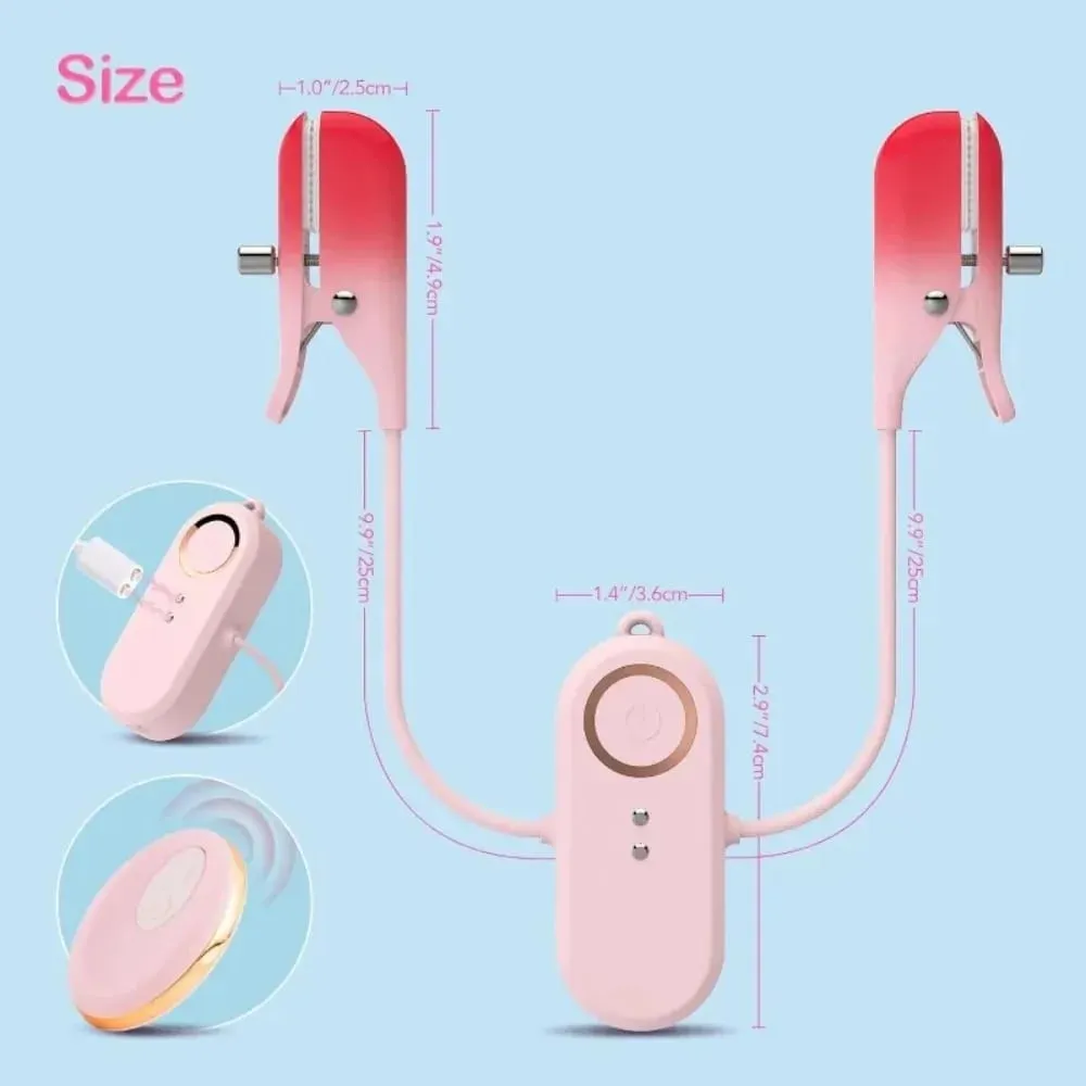 สีชมพูสวมใส่หัวนม CLAMP Vibrator สำหรับผู้หญิง 2 ใน 1 Clitoris CLAMP Stimulator ของเล่นสำหรับผู้ใหญ่คู่นวดอายุการใช้งานแบตเตอรี่ยาวนาน