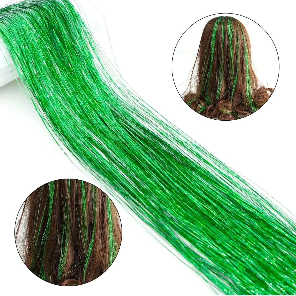 Hair Tinsel Pack of 6 Pcs Hair Tinsel Clip in Glitter Tinsel Hair Extensions Synthetic Hair Tinsel Kit Party Festival Fairy Hair