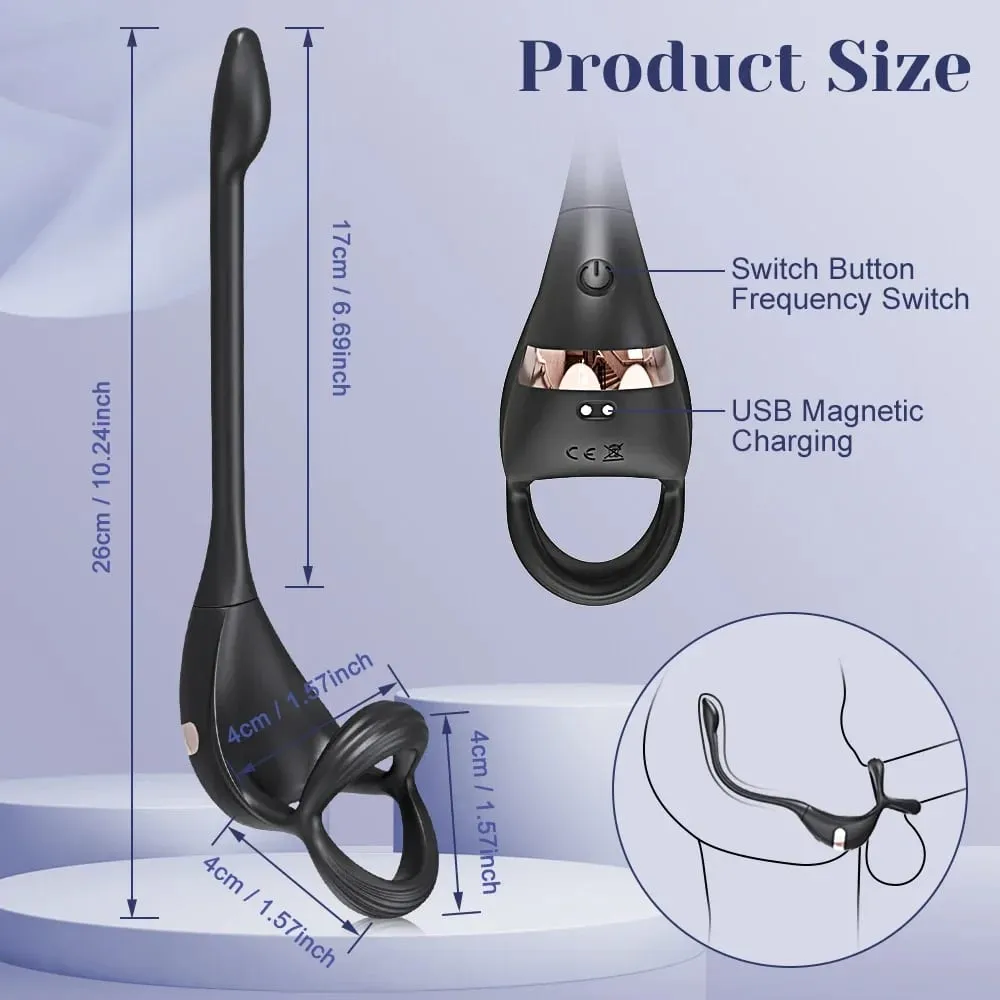 Anillo vibratorio para pene, estimulador masajeador de próstata masculino para hombres, Control por aplicación, juguete sexual para parejas, vibrador Anal, anillo para pene, tapón Anal