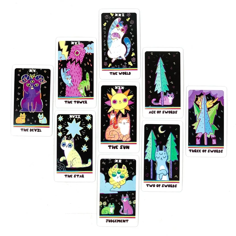 Cute Tarot Cards A 78PCS Oracles English Visions Divination Board Game Family Gathering Game Halloween and Christmas Gifts