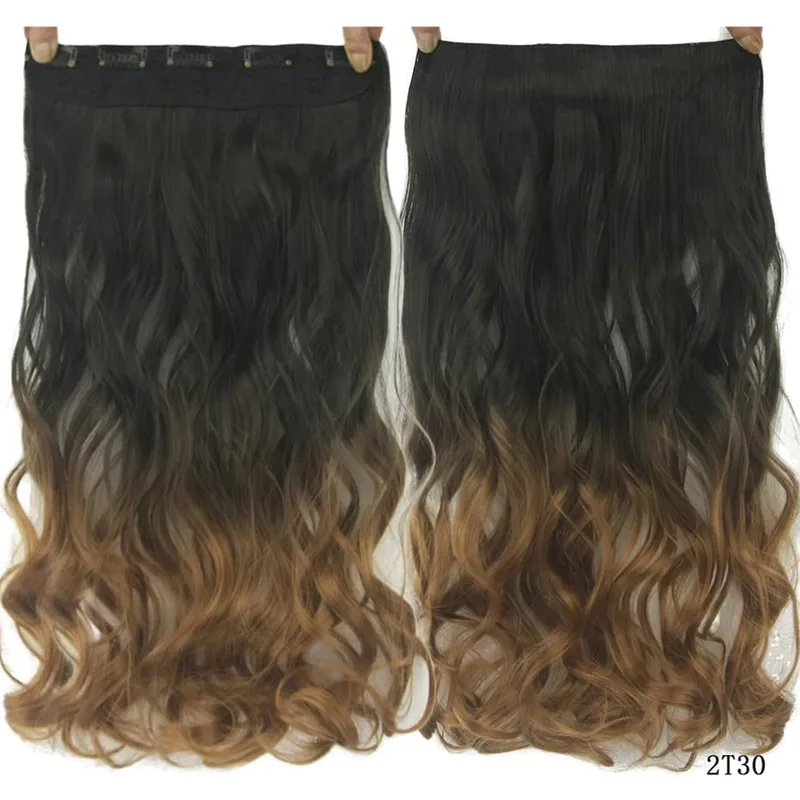 Soowee Lange schwarze bis graue lockige synthetische Haar-Ombre-Haar-Clip-In-Haarverlängerung, gefälschte Clip-Ins-Haarteile für Frauen