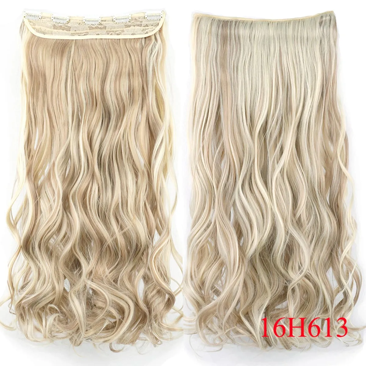 Soowee Lange schwarze bis graue lockige synthetische Haar-Ombre-Haar-Clip-In-Haarverlängerung, gefälschte Clip-Ins-Haarteile für Frauen