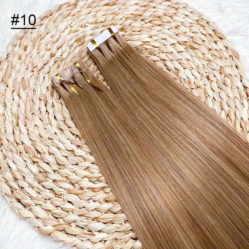 Blonde Seamless Tape in Hair Extensions Human Hair Skin Weft PU Tape on 20 PCS 18'-30' Length Easy Installation Hair Extensions