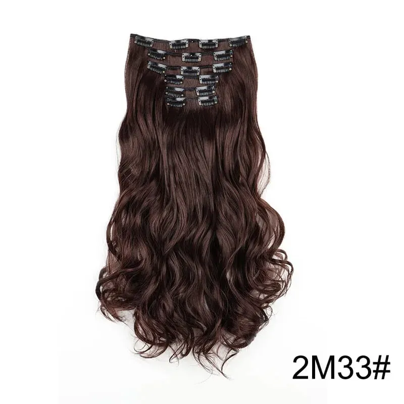 6pcs/set 24Inch Synthetic Long Curly Wavy Hair Extension 16 Clips High Tempreture Hairpiece Clip In Hair Extensions for Women