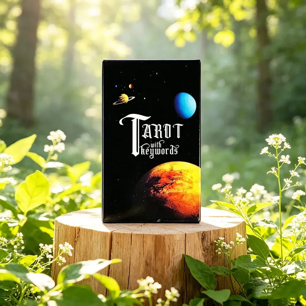 Tarot With Keywords 78 Cards Space Art Tarot with Printed Meanings Cards Game Ideal for Meditation Healing & Divination