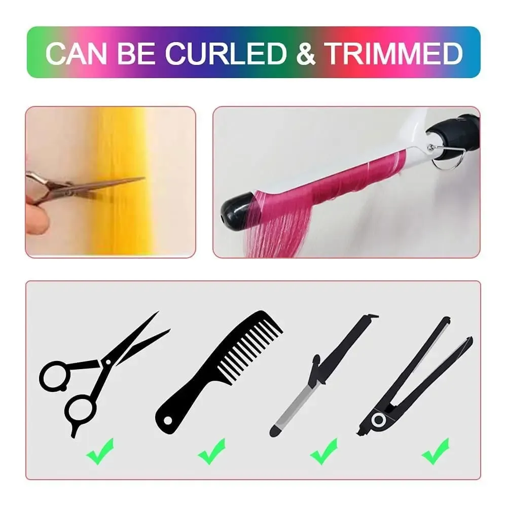 Syntetisk 10PCS Clip in Hårförlängningar för kvinnor Flickor Barn Färgade Fest Höjdpunkter Extensions Flerfärgade rakt hår