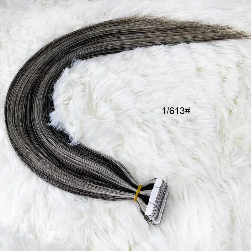 Extensiones de cabello con cinta Balayages, cabello humano 100% Real para mujer, mechones invisibles lisos de Color Piano, cabello humano sin nudos