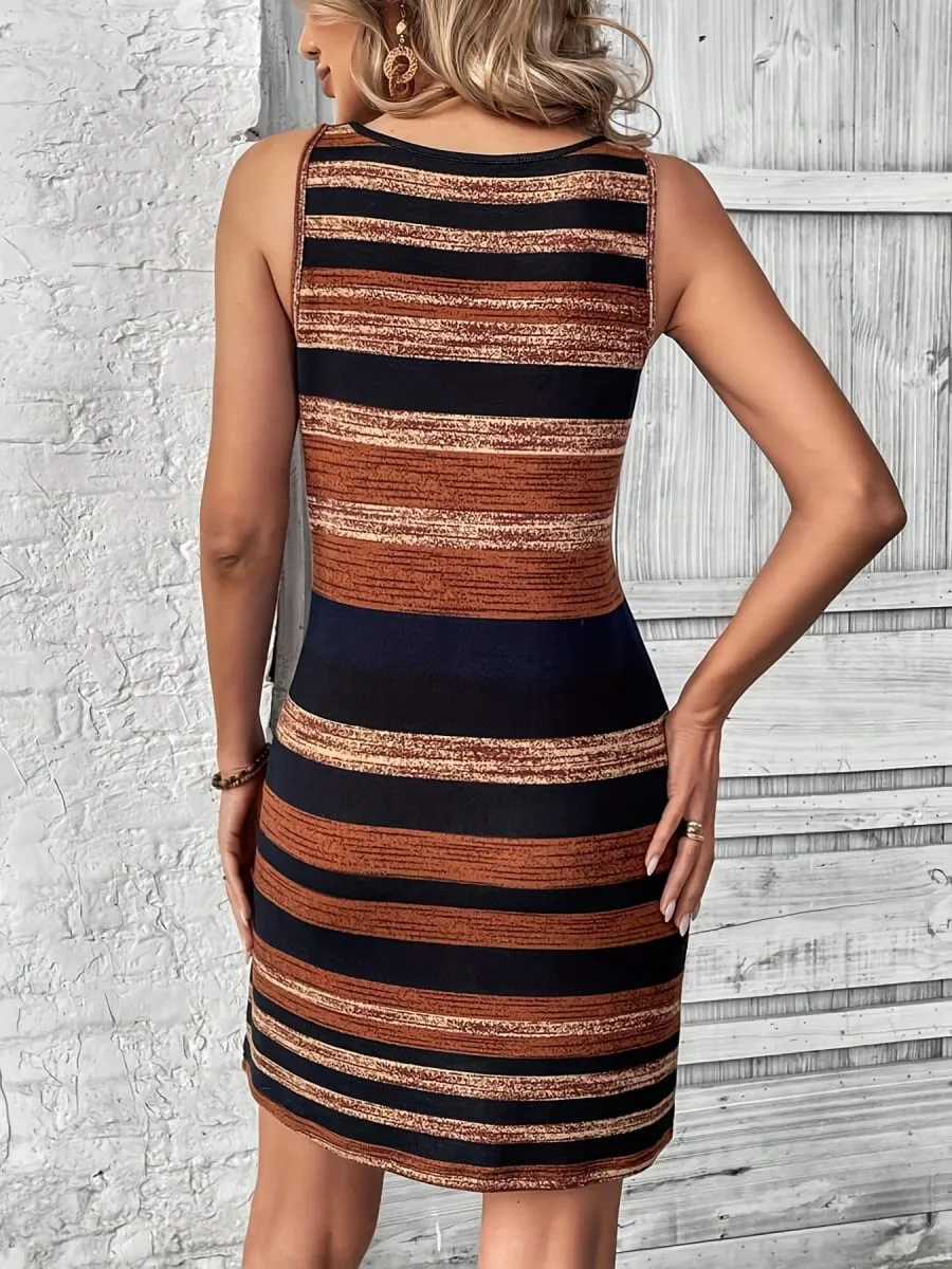 Women's U-Neck A-Line Sleeveless Dress with Lip Gloss Rainbow and Colorful Prints Tight-Fitting Dress Beach Dress for Women Holiday Clothing Casual Dress Beach Dress