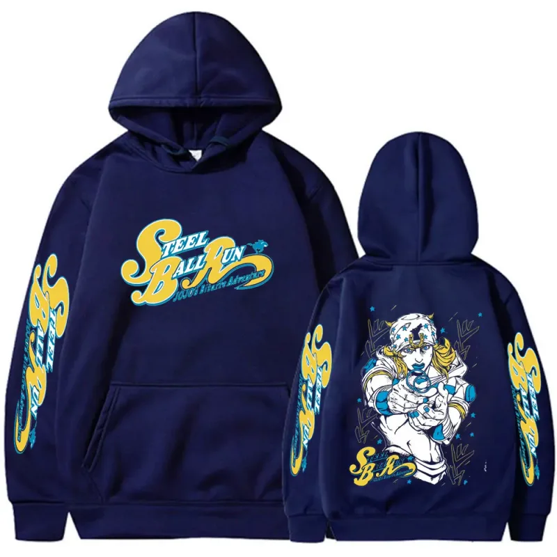 Anime Jojo Bizarre Adventure STEEL BALL RUN Jonathan Joestar Hoodies Men Women Clothing Hip Hop Oversized Hooded Sweatshirts