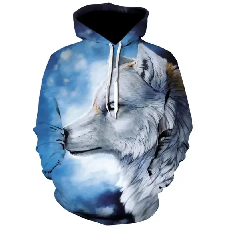 Fashion Autumn And Winter New Animal Wolf Hooded Sportswear Men's 3D Model Wolf Hooded Sportswear Men's Hooded Sportswear Tops