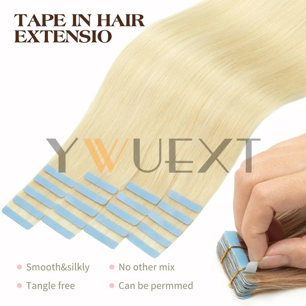 30g Real Human Hair Tape in Extensions 12''-24'' Natural Straight Seamless Tape Hair On Double Sided Tape 20pcs for Women