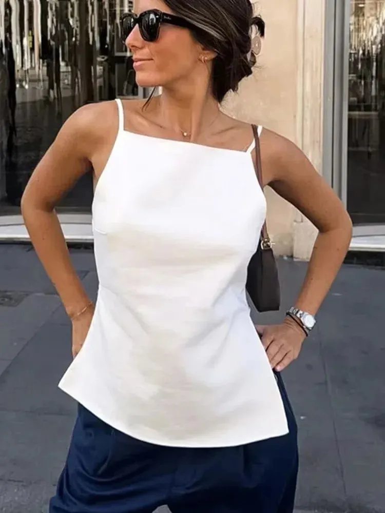Women Top 2024 Lace Up Backless Camisole Top Women Cheap clothes Sexy Fashion Tanks & Camis Crop top Women White Black top