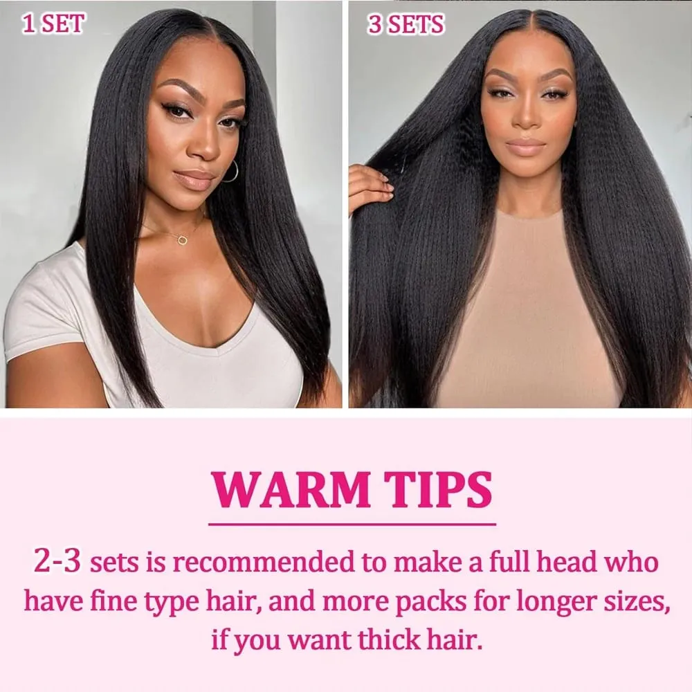 Kinky Straight Clip in Hair Extensions 100% Raw Human Hair 8Pcs Remy Hair Extensions Clip In Yaki Hair Extensions Human Hair