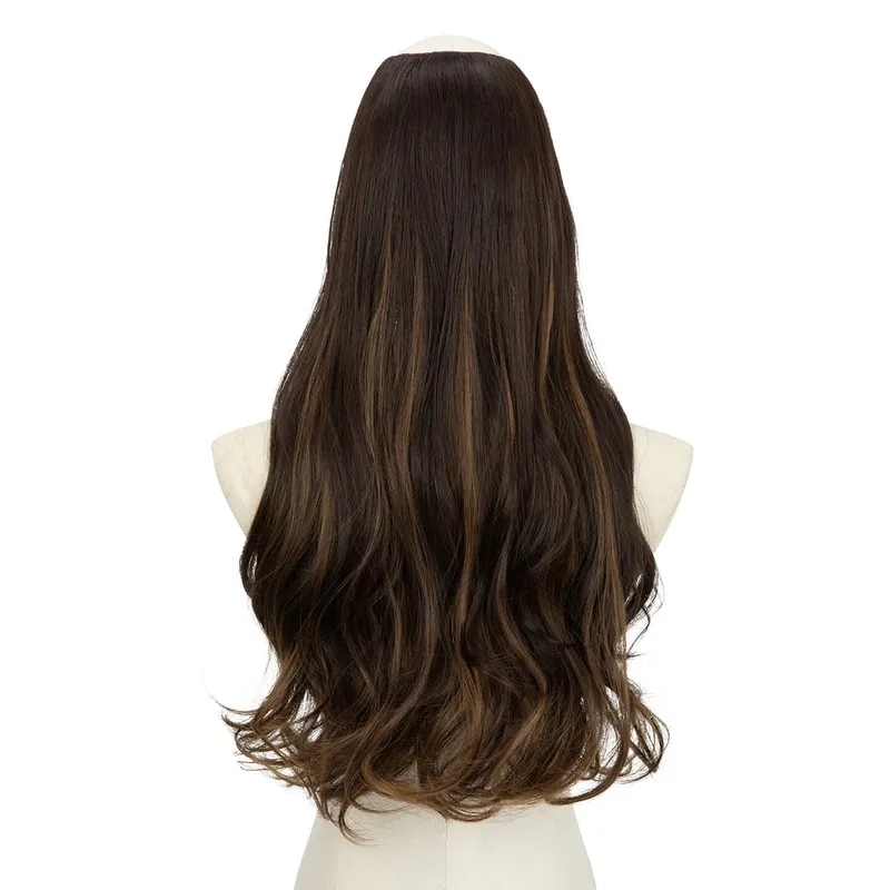Extension de cheveux synthétiques à Clip en U de qualité supérieure, postiche longue, épaisse et bouclée, Blonde naturelle, faux cheveux résistants à la chaleur pour femmes