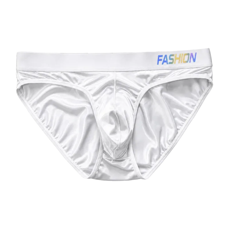 Underwear Men's Triangle Panties Low Waist Ultra Smooth Satin Silky Briefs Lingerie Gradient Letter Glossy Underpants Daily Wear