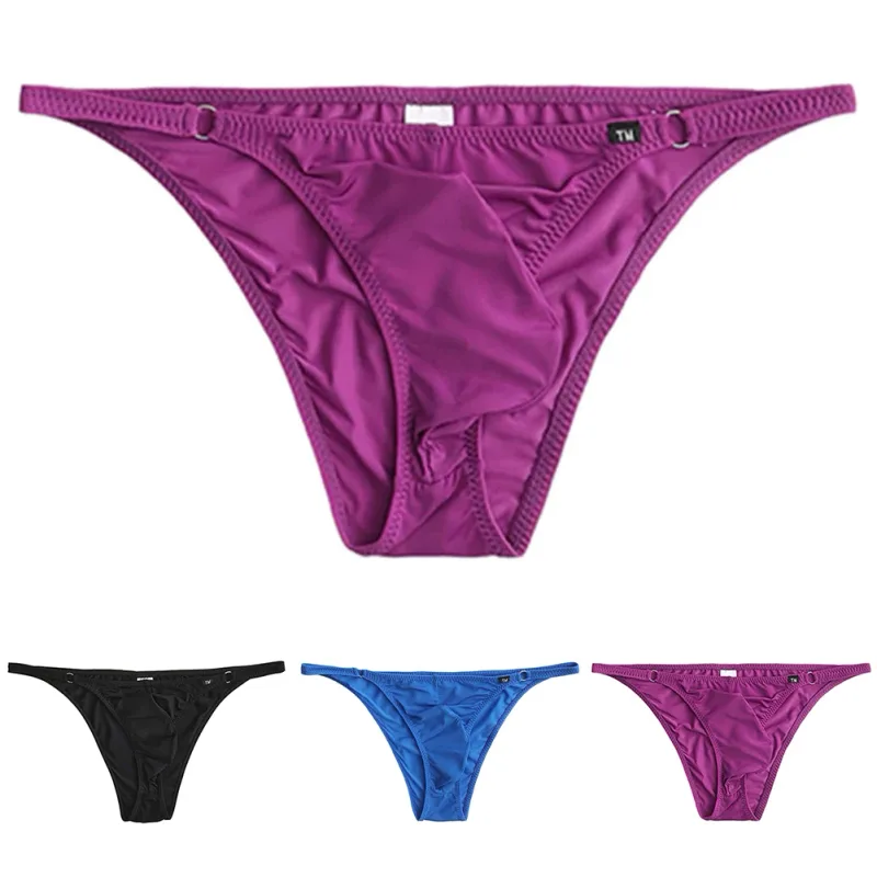 Men's Half-covered Butt Briefs Bulge Pouch Comfortable Underwear Gay Lingerie Sexy U Convex Belt Loop Low Waist Underwear