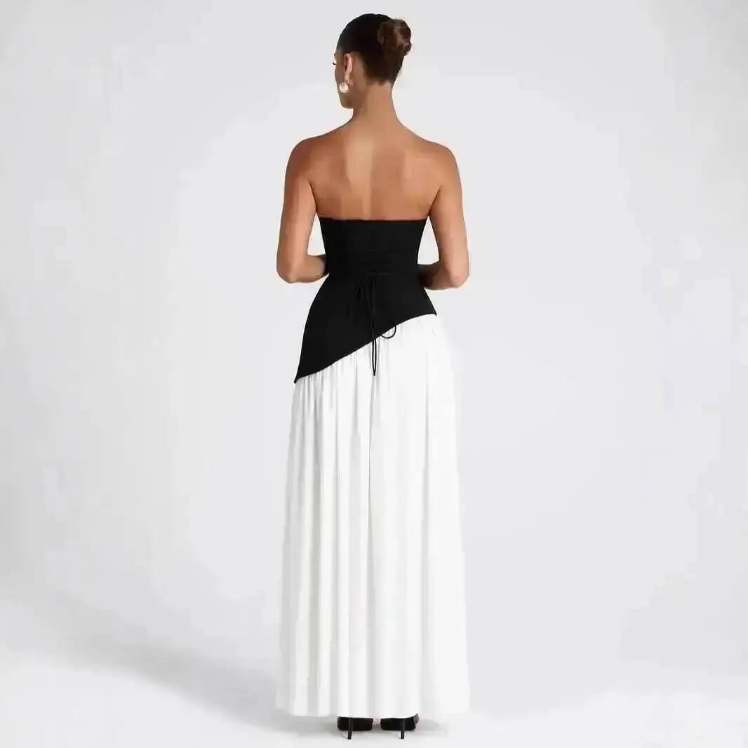 Giyu Sexy Evening Party Dresses Women 2025 Autumn Summer Maxi Long Dress Elegant Strapless Split Backless Pleated Dress