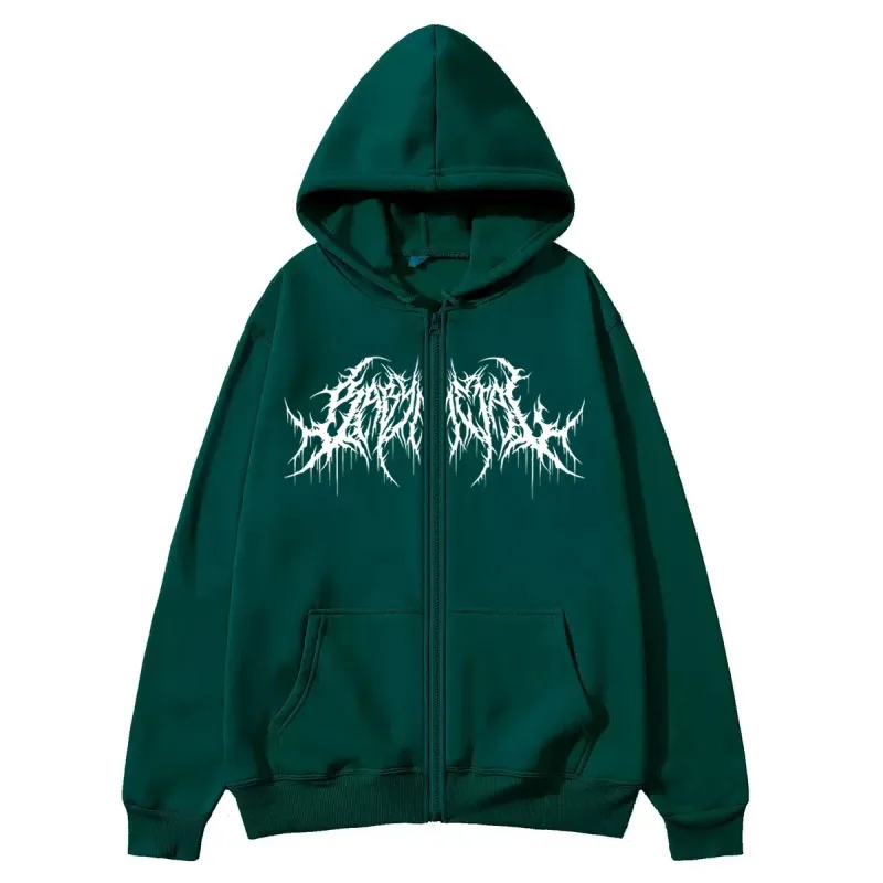 Y2K Zipper Hoodie Men's Trendy Printed Hip Hop Style Gothic 2026 Autumn/Winter Warm Long Sleeve Sweatshirt