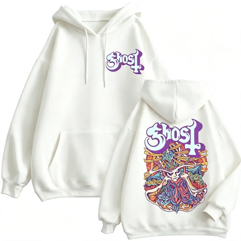Ghost Band Graphic Zipper Hoodies Men Women Fashion Y2k Oversized Zip Up Sweatshirts Gothic Rock Hip Hop Pullovers Streetwear