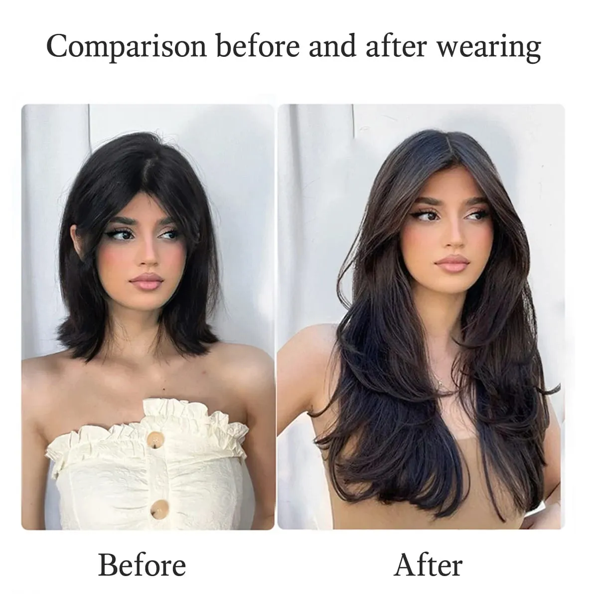 Synthetic layered V-shaped hair extension wig women's heat-resistant clip hair wig atmosphere long curly hair