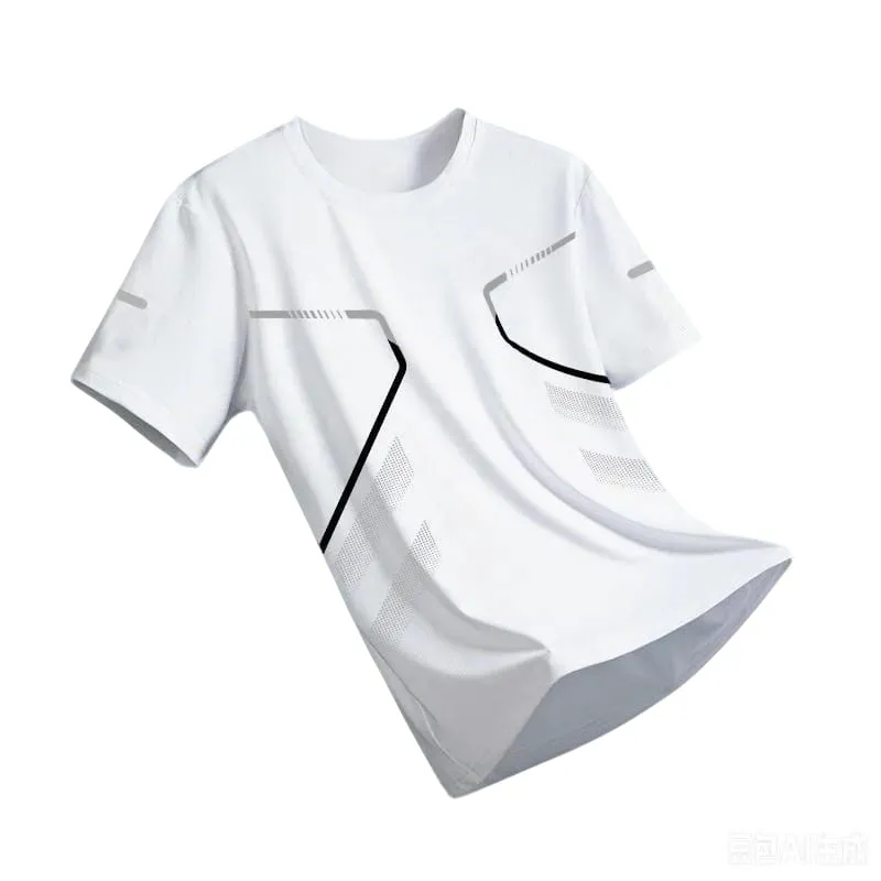 New Ice Silk Running Shirts Men Loose Short Sleeve Top Basketball Gym Sportswear For Male Fitness Workout Mesh Breathable Tee