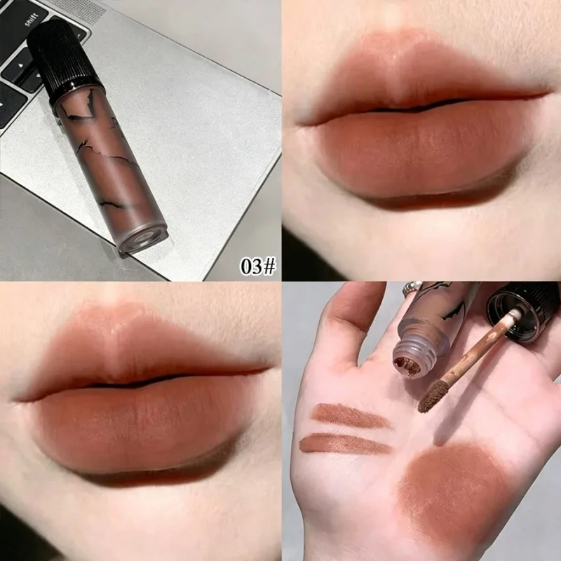 Marmor Matte Lip Mud Velvet Soft Fog Lip Tint Langvarig Non Stick Cup Lip Cosmetics