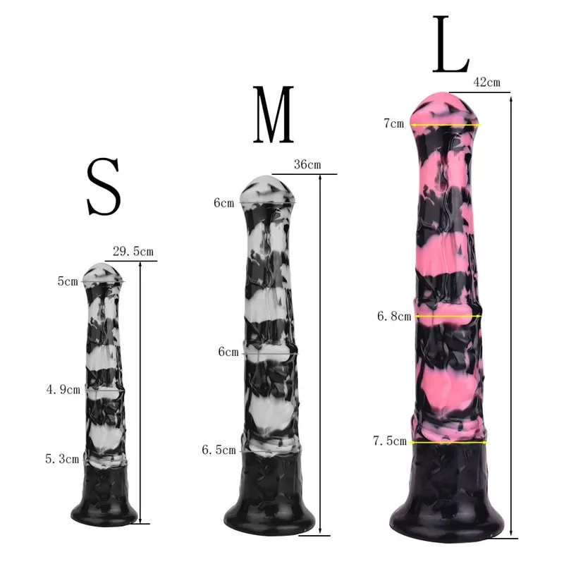 3 size S M L Colorful Large Long Silicone Fantasy Horse Dildo With Suction Cup Anal Dildo Penis Sex Toys for Women Men