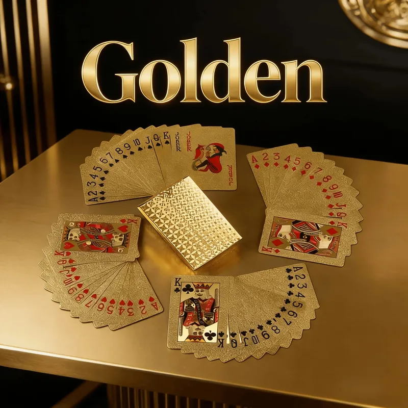 Luxury PVC Playing Cards Gold & Silver Inlaid Design Frosted Finish for Easy Shuffle Waterproof & Fold-Resistant Game Night